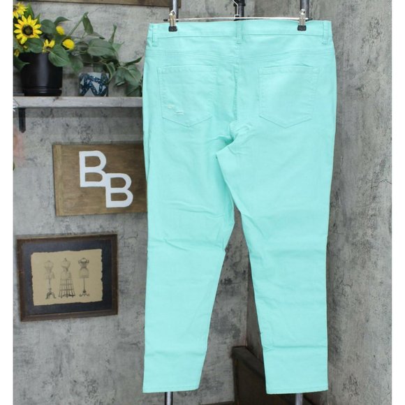 NWT DG2 Plus Size Virtual Stretch Destructed Skinny Jeans 18W Seafoam Blue - Picture 3 of 8